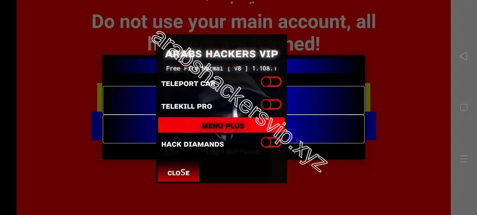 Screenshot of Arabs Hackers VIP FF Game Security Breaches