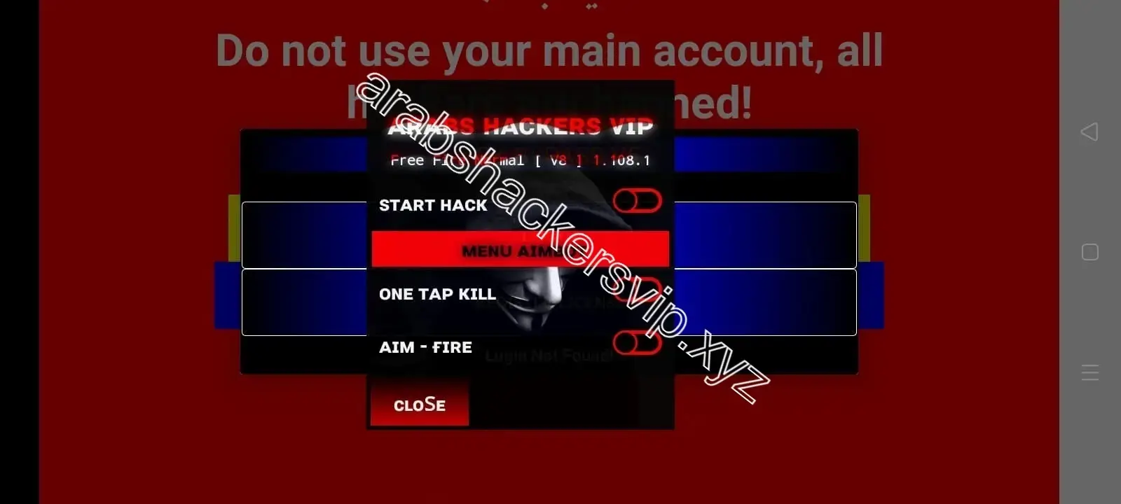 Screenshot of Arabs Hackers VIP Free Fire Online Hacks